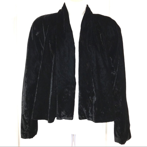 Black Velvet Open Jacket, Size Small - Picture 8 of 8